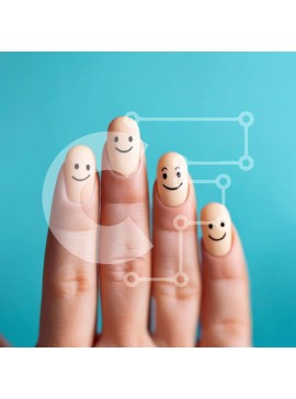 Σετ των 2 Intra Συλλεκτικό Ξύλινο Παζλ Plywood  4mm - Χέρι με χαμογελαστά πρόσωπα ζωγραφισμένα στα νύχια Σε Ξύλινο Κουτί - Διαστάσεις: 10x10 cm – 25 κομμάτια