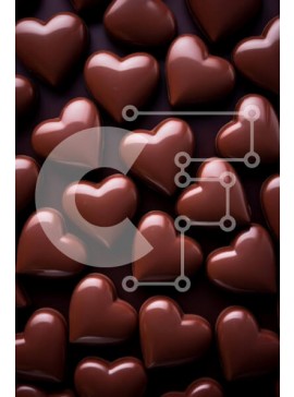 Σετ των 2 Intra Συλλεκτικό Ξύλινο Παζλ Plywood  4mm - Ανάμικτες καρδιές σοκολάτας σε σκούρο φόντο Σε Ξύλινο Κουτί - Διαστάσεις: 10x10 cm – 25 κομμάτια