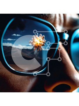 Intra Συλλεκτικό Ξύλινο Παζλ Plywood  4mm - Άνδρας που φοράει γυαλιά ηλίου με αντανάκλαση έκρηξης Σε Ξύλινο Κουτί - Διαστάσεις Puzzle: 10x10 cm – 25 κομμάτια