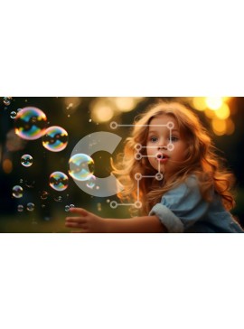 Intra Συλλεκτικό Ξύλινο Παζλ Plywood  4mm - Απολαμβάνοντας τη στιγμή: Νεαρό κορίτσι που περιβάλλεται από φυσαλίδες σε ένα χωράφι το ηλιοβασίλεμα Σε Ξύλινο Κουτί - Διαστάσεις Puzzle: 10x10 cm – 25 κομμάτια