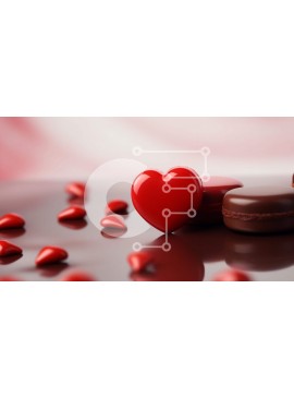 Σετ των 2 Intra Συλλεκτικό Ξύλινο Παζλ Plywood  4mm - Κόκκινο μακαρόν και επιδόρπια σε σχήμα καρδιάς Σε Ξύλινο Κουτί - Διαστάσεις: 10x10 cm – 25 κομμάτια