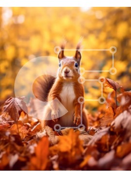 Σετ των 2 Intra Συλλεκτικό Ξύλινο Παζλ Plywood  4mm - Αξιολάτρευτη εικόνα ενός κόκκινου σκίουρου σε ένα σωρό από φθινοπωρινά φύλλα Σε Ξύλινο Κουτί - Διαστάσεις: 10x10 cm – 25 κομμάτια