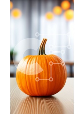 Intra Συλλεκτικό Ξύλινο Παζλ Plywood  4mm - Γυαλιστερή πορτοκαλί κολοκύθα σε ξύλινο τραπέζι με φόντο της πόλης Street Σε Ξύλινο Κουτί - Διαστάσεις Puzzle: 10x10 cm – 25 κομμάτια