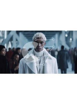 Intra Συλλεκτικό Ξύλινο Παζλ Plywood  4mm - Άνδρας που στέκεται σε πολυσύχναστο πλήθος οδών Σε Ξύλινο Κουτί - Διαστάσεις Puzzle: 10x10 cm – 25 κομμάτια