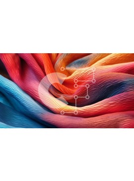 Intra Συλλεκτικό Ξύλινο Παζλ Plywood  4mm - Κοντινή εικόνα ενός κομματιού υφάσματος με ζωηρά, στροβιλιζόμενα χρώματα Σε Ξύλινο Κουτί - Διαστάσεις Puzzle: 10x10 cm – 25 κομμάτια