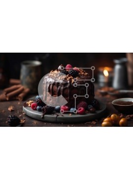 Σετ των 2 Intra Συλλεκτικό Ξύλινο Παζλ Plywood  4mm - Νόστιμο κέικ σοκολάτας με φρέσκα μούρα στην κορυφή Σε Ξύλινο Κουτί - Διαστάσεις: 10x10 cm – 25 κομμάτια