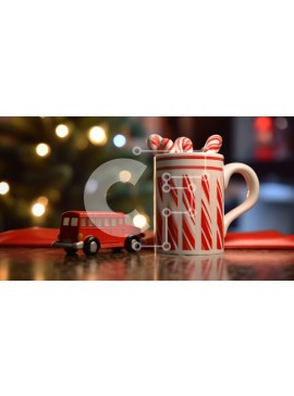 Intra Συλλεκτικό Ξύλινο Παζλ Plywood  4mm - Εορταστική χριστουγεννιάτικη σκηνή με κούπα καφέ και ζαχαρωτά Σε Ξύλινο Κουτί - Διαστάσεις Puzzle: 10x10 cm – 25 κομμάτια