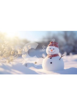 Intra Συλλεκτικό Ξύλινο Παζλ Plywood  4mm - Χιονάνθρωπος στο χιόνι με κόκκινο και λευκό κασκόλ και καπέλο Σε Ξύλινο Κουτί - Διαστάσεις Puzzle: 10x10 cm – 25 κομμάτια