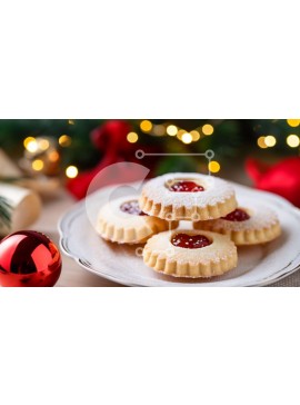 Σετ των 2 Intra Συλλεκτικό Ξύλινο Παζλ Plywood  4mm - Λαχταριστά στοιβαγμένα μπισκότα με ζάχαρη άχνη και κόκκινη μαρμελάδα Σε Ξύλινο Κουτί - Διαστάσεις: 10x10 cm – 25 κομμάτια