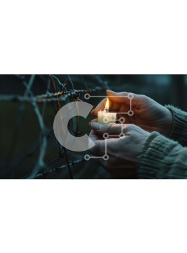 Intra Συλλεκτικό Ξύλινο Παζλ Plywood  4mm - Άτομο που κρατά άσβητο κερί μπροστά από συρματοπλέγματα Σε Ξύλινο Κουτί - Διαστάσεις Puzzle: 10x10 cm – 25 κομμάτια