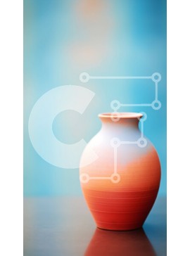 Intra Συλλεκτικό Ξύλινο Παζλ Plywood  4mm - Πορτοκαλί και κόκκινο κεραμικό βάζο σε ξύλινο τραπέζι Σε Ξύλινο Κουτί - Διαστάσεις Puzzle: 10x10 cm – 25 κομμάτια