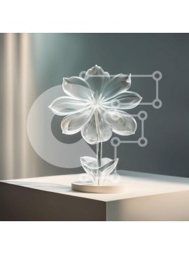 Σετ των 2 Intra Συλλεκτικό Ξύλινο Παζλ Plywood  4mm - Εκπληκτική εικόνα ενός λευκού λουλουδιού σε ένα διαφανές γυάλινο βάζο Σε Ξύλινο Κουτί - Διαστάσεις: 10x10 cm – 25 κομμάτια