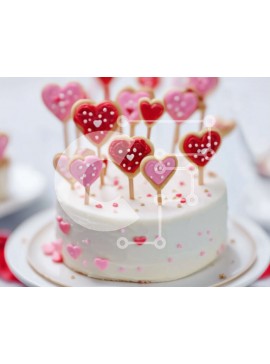 Σετ των 2 Intra Συλλεκτικό Ξύλινο Παζλ Plywood  4mm - Κέικ μπισκότων σε σχήμα καρδιάς για τη γιορτή του Αγίου Βαλεντίνου Σε Ξύλινο Κουτί - Διαστάσεις: 10x10 cm – 25 κομμάτια