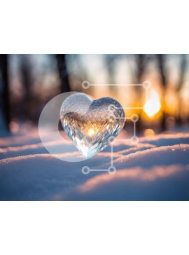 Intra Συλλεκτικό Ξύλινο Παζλ Plywood  4mm - Γυάλινο αντικείμενο σε σχήμα καρδιάς στο χιόνι Σε Ξύλινο Κουτί - Διαστάσεις Puzzle: 10x10 cm – 25 κομμάτια