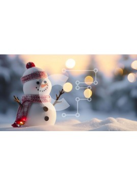 Intra Συλλεκτικό Ξύλινο Παζλ Plywood  4mm - Χιονάνθρωπος στο χιόνι με κόκκινο και λευκό κασκόλ Σε Ξύλινο Κουτί - Διαστάσεις Puzzle: 10x10 cm – 25 κομμάτια