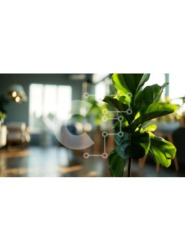 Intra Συλλεκτικό Ξύλινο Παζλ Plywood  4mm - Εσωτερικός σχεδιασμός με Πράσινο φυτό και διάταξη επίπλων Σε Ξύλινο Κουτί - Διαστάσεις Puzzle: 10x10 cm – 25 κομμάτια