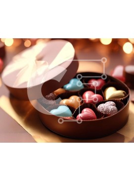 Σετ των 2 Intra Συλλεκτικό Ξύλινο Παζλ Plywood  4mm - Πολύχρωμες σοκολάτες σε σχήμα καρδιάς σε διακοσμημένο κουτί Σε Ξύλινο Κουτί - Διαστάσεις: 10x10 cm – 25 κομμάτια