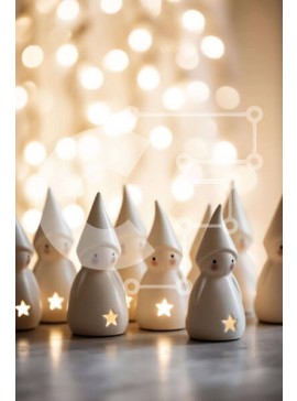 Intra Συλλεκτικό Ξύλινο Παζλ Plywood  4mm - Ομάδα λευκών ειδωλίων σε φωτισμένο φόντο Σε Ξύλινο Κουτί - Διαστάσεις Puzzle: 10x10 cm – 25 κομμάτια