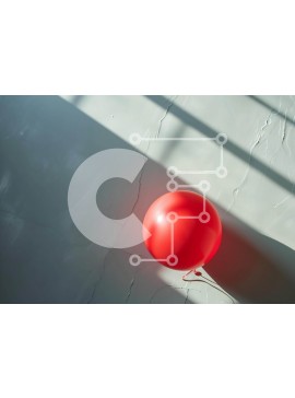 Intra Συλλεκτικό Ξύλινο Παζλ Plywood  4mm - Κόκκινο μπαλόνι μπροστά από τον λευκό τοίχο με τις σκιές Σε Ξύλινο Κουτί - Διαστάσεις Puzzle: 10x10 cm – 25 κομμάτια