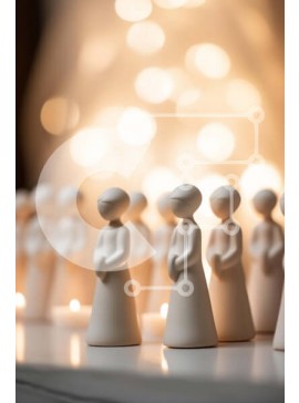 Intra Συλλεκτικό Ξύλινο Παζλ Plywood  4mm - Ομάδα λευκών ειδωλίων με κεριά Σε Ξύλινο Κουτί - Διαστάσεις Puzzle: 10x10 cm – 25 κομμάτια