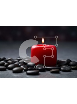 Intra Συλλεκτικό Ξύλινο Παζλ Plywood  4mm - Κόκκινο κερί στο υπόβαθρο μαύρων πετρών Στοκ Φωτογραφία Σε Ξύλινο Κουτί - Διαστάσεις Puzzle: 10x10 cm – 25 κομμάτια