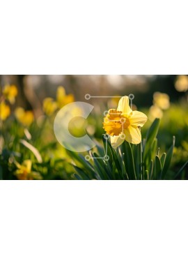 Intra Συλλεκτικό Ξύλινο Παζλ Plywood  4mm - Ανοιξιάτικο λουλούδι ασφόδελου σε πλούσια πράσινη χλόη Σε Ξύλινο Κουτί - Διαστάσεις: 10x10 cm – 25 κομμάτια