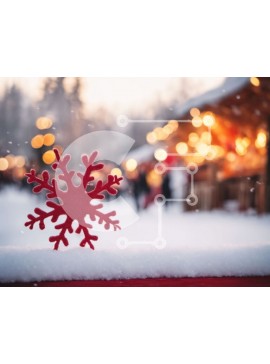Intra Συλλεκτικό Ξύλινο Παζλ Plywood  4mm - Κόκκινη διακόσμηση με νιφάδες χιονιού το χειμώνα Σε Ξύλινο Κουτί - Διαστάσεις Puzzle: 10x10 cm – 25 κομμάτια