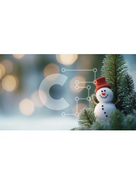 Intra Συλλεκτικό Ξύλινο Παζλ Plywood  4mm - Εορταστικός χιονάνθρωπος στο κλαδί δέντρου με τις γιορτινές διακοσμήσεις Σε Ξύλινο Κουτί - Διαστάσεις Puzzle: 10x10 cm – 25 κομμάτια