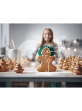 Σετ των 2 Intra Συλλεκτικό Ξύλινο Παζλ Plywood  4mm - Ευτυχισμένη γυναίκα με μπισκότα μελόψωμο Σε Ξύλινο Κουτί - Διαστάσεις: 10x10 cm – 25 κομμάτια