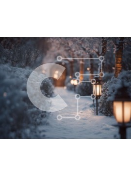 Intra Συλλεκτικό Ξύλινο Παζλ Plywood  4mm - Χιονισμένο μονοπάτι με φανάρια και δέντρα Σε Ξύλινο Κουτί - Διαστάσεις Puzzle: 10x10 cm – 25 κομμάτια