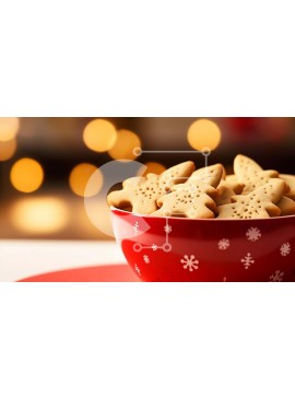 Σετ των 2 Intra Συλλεκτικό Ξύλινο Παζλ Plywood  4mm - Εορταστικά μπισκότα χριστουγεννιάτικου δέντρου σε ένα κόκκινο μπολ Σε Ξύλινο Κουτί - Διαστάσεις: 10x10 cm – 25 κομμάτια