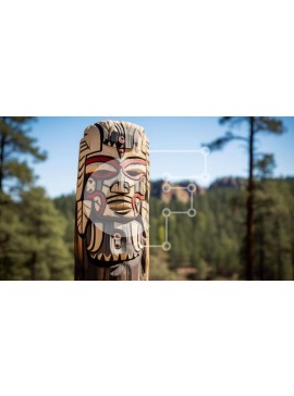 Intra Συλλεκτικό Ξύλινο Παζλ Plywood  4mm - Ιθαγενής Αμερικανός πόλος τοτέμ στη φύση Σε Ξύλινο Κουτί - Διαστάσεις: 10x10 cm – 25 κομμάτια