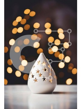 Intra Συλλεκτικό Ξύλινο Παζλ Plywood  4mm - Γιορτινό κερί σε σχήμα λευκού αστεριού σε ημιτελές ξύλινο τραπέζι Σε Ξύλινο Κουτί - Διαστάσεις Puzzle: 10x10 cm – 25 κομμάτια