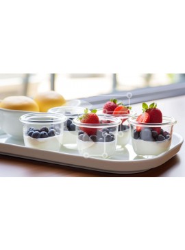 Σετ των 2 Intra Συλλεκτικό Ξύλινο Παζλ Plywood  4mm - Νόστιμη πιατέλα γιαουρτιού και φρούτων Σε Ξύλινο Κουτί - Διαστάσεις: 10x10 cm – 25 κομμάτια