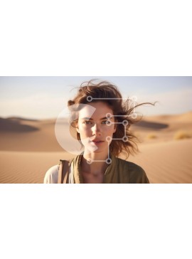 Intra Συλλεκτικό Ξύλινο Παζλ Plywood  4mm - Γυναίκα που στέκεται στην έρημο με αμμόλοφους στο φόντο Σε Ξύλινο Κουτί - Διαστάσεις: 10x10 cm – 25 κομμάτια