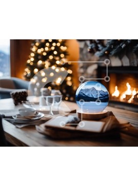 Intra Συλλεκτικό Ξύλινο Παζλ Plywood  4mm - Snow Globe σε τραπεζαρία μπροστά από το τζάκι Σε Ξύλινο Κουτί - Διαστάσεις Puzzle: 10x10 cm – 25 κομμάτια