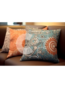 Intra Συλλεκτικό Ξύλινο Παζλ Plywood  4mm - Άνετος και κομψός καφές δερμάτινος καναπές με πολύχρωμα μαξιλάρια ριχτάρι Σε Ξύλινο Κουτί - Διαστάσεις Puzzle: 10x10 cm – 25 κομμάτια