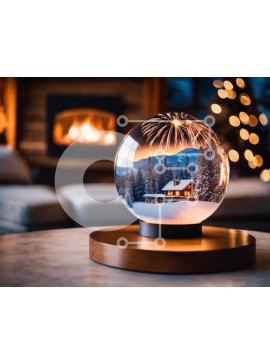 Intra Συλλεκτικό Ξύλινο Παζλ Plywood  4mm - Snow Globe στο διακοσμητικό τραπεζάκι σαλονιού Σε Ξύλινο Κουτί - Διαστάσεις Puzzle: 10x10 cm – 25 κομμάτια