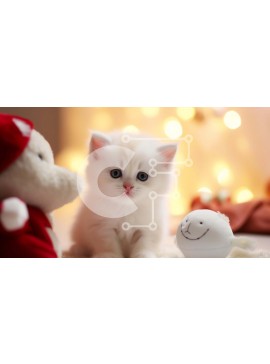 Intra Συλλεκτικό Ξύλινο Παζλ Plywood  4mm - Αξιολάτρευτο λευκό γατάκι με χαμογελαστό πορτοκαλί αρκουδάκι Σε Ξύλινο Κουτί - Διαστάσεις: 10x10 cm – 25 κομμάτια