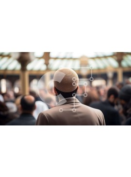 Intra Συλλεκτικό Ξύλινο Παζλ Plywood  4mm - Άνδρας με κεντημένο τουρμπάνι σε ένα πλήθος Σε Ξύλινο Κουτί - Διαστάσεις Puzzle: 10x10 cm – 25 κομμάτια