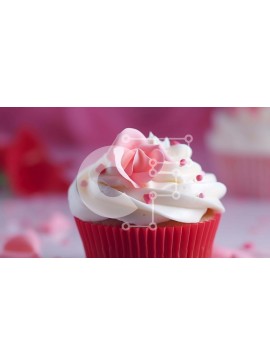 Σετ των 2 Intra Συλλεκτικό Ξύλινο Παζλ Plywood  4mm - Κόκκινο cupcake με λευκό γλάσο και ροζ τριαντάφυλλα Σε Ξύλινο Κουτί - Διαστάσεις: 10x10 cm – 25 κομμάτια