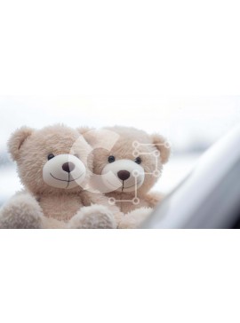 Intra Συλλεκτικό Ξύλινο Παζλ Plywood  4mm - Δύο αρκουδάκια αγκαλιάζονται στο παράθυρο αυτοκινήτου με το χιόνι Σε Ξύλινο Κουτί - Διαστάσεις Puzzle: 10x10 cm – 25 κομμάτια