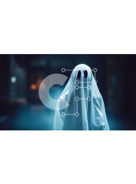 Intra Συλλεκτικό Ξύλινο Παζλ Plywood  4mm - Εικονογράφηση απόκοσμο φάντασμα για το Halloween Σε Ξύλινο Κουτί - Διαστάσεις Puzzle: 10x10 cm – 25 κομμάτια