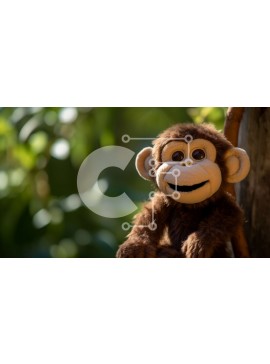Σετ των 2 Intra Συλλεκτικό Ξύλινο Παζλ Plywood  4mm - Ευτυχισμένος πίθηκος στο κλαδί βελανιδιάς Σε Ξύλινο Κουτί - Διαστάσεις: 10x10 cm – 25 κομμάτια