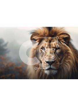 Σετ των 2 Intra Συλλεκτικό Ξύλινο Παζλ Plywood  4mm - Μεγαλοπρεπές λιοντάρι που στέκεται στο λιβάδι Σε Ξύλινο Κουτί - Διαστάσεις: 10x10 cm – 25 κομμάτια