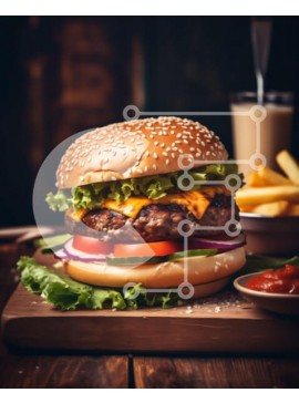 Σετ των 2 Intra Συλλεκτικό Ξύλινο Παζλ Plywood  4mm - Νόστιμο Cheeseburger με μαρούλι, ντομάτα και τηγανιτές πατάτες Σε Ξύλινο Κουτί - Διαστάσεις: 10x10 cm – 25 κομμάτια