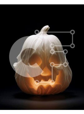 Intra Συλλεκτικό Ξύλινο Παζλ Plywood  4mm - Φωτισμένο γλυπτό λευκής κολοκύθας για το Halloween Σε Ξύλινο Κουτί - Διαστάσεις Puzzle: 10x10 cm – 25 κομμάτια