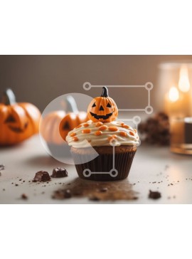 Σετ των 2 Intra Συλλεκτικό Ξύλινο Παζλ Plywood  4mm - Cupcake κολοκύθας με λευκό παγωμένο και τσιπς σοκολάτας Σε Ξύλινο Κουτί - Διαστάσεις: 10x10 cm – 25 κομμάτια