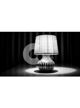 Intra Συλλεκτικό Ξύλινο Παζλ Plywood  4mm - Μαύρο και άσπρο ριγέ φωτιστικό στο τραπέζι Σε Ξύλινο Κουτί - Διαστάσεις Puzzle: 10x10 cm – 25 κομμάτια