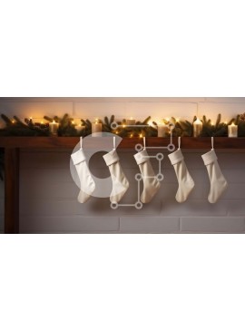 Intra Συλλεκτικό Ξύλινο Παζλ Plywood  4mm - Γιορτινό τζάκι με λευκές κάλτσες και κεριά Σε Ξύλινο Κουτί - Διαστάσεις: 10x10 cm – 25 κομμάτια